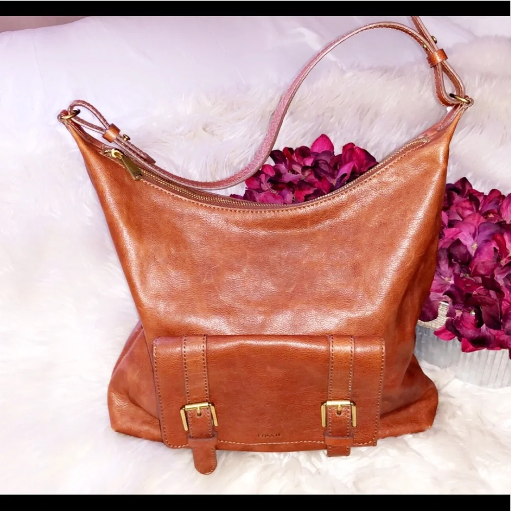FOSSIL Brown Leather Hobo Shoulder Bag
